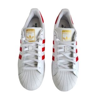 Mens Adidas superstar - Red 3 stripe US size 11
